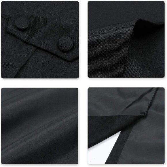Men’s Slim Fit 3-Piece Suit Set - Tailcoat Jacket, Pants & Vest in Classic Black - Picture 5 of 6